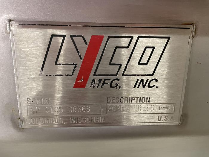Refurbished Lyco Manufacturing, Inc. 6" Screen Press