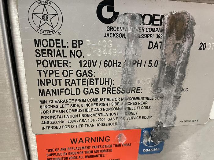 Used Groan Commercial Tilting Braising Pan BPP-40G