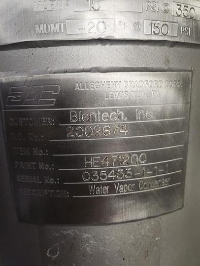 Used Blendtech Vacuum Cooler/Water Vapor Condenser HE471200