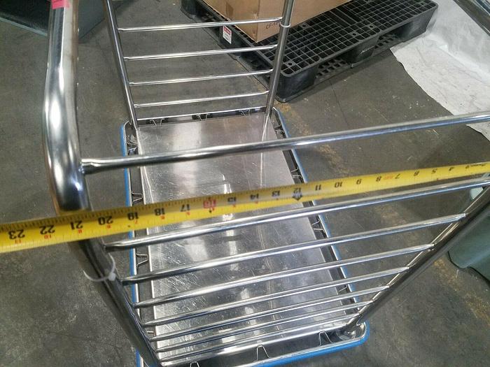 Used Pedigo Stainless Steel Rolling Cart Rack clean room 34" x 22" Heavy Duty Pharma