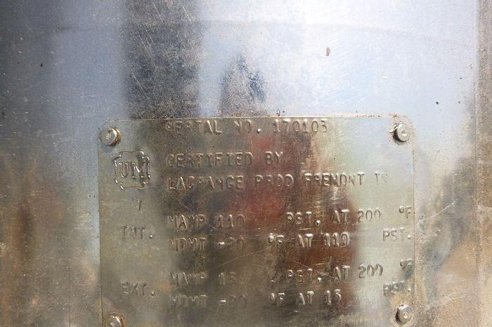 Used Tank, 5 Gallon, S/st, 110 PSI, 14" X 16", DeVilbiss QMS #C744080