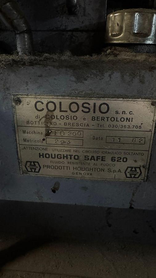 Usato Pressofusione Marca COLOSIO, Modello PFO 200