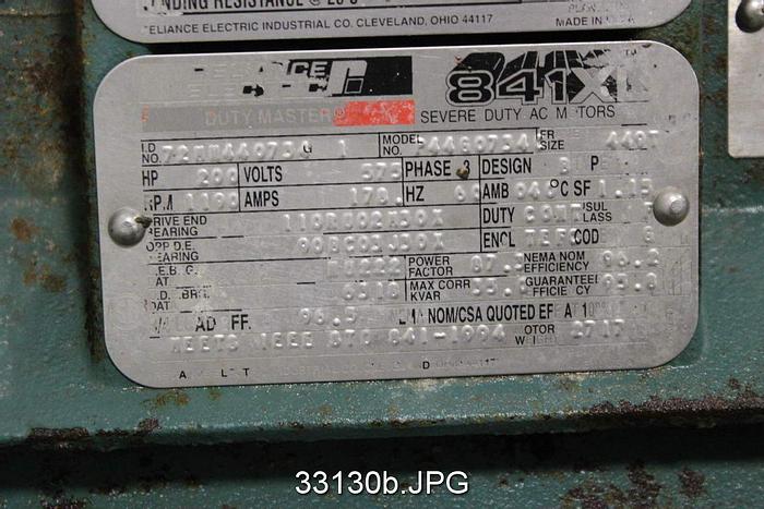 Used Reliance P44G0734C 200Hp, 1190RPM, 575Volts AC Motor #33130