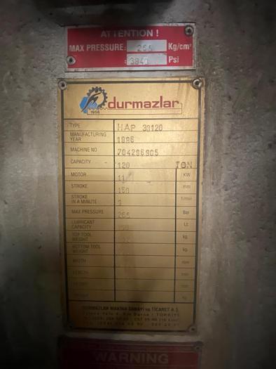 Used 1996 Durmazlar HAP30120 Hydraulic Pressbrake