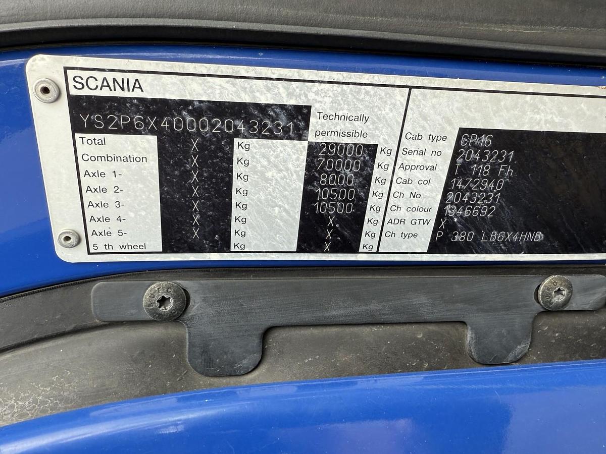 God 2009 Scania P380 6x4 Rolba 15.000 l. Rustfri Kombi