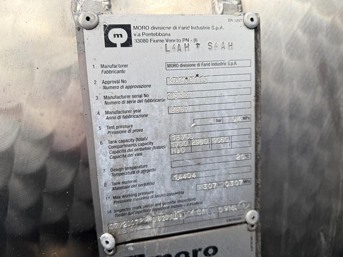 God 2007 MAN TGA 26.400 6x4 Moro 13.700 l. Rustfri