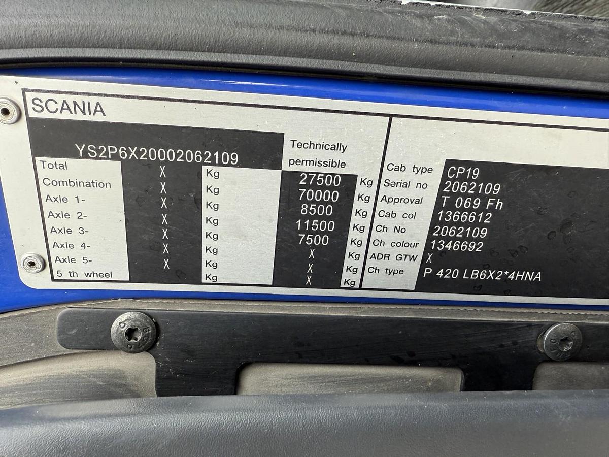 God 2011 Scania P420 6x2*4 Eur-Mark PKI 12.1A Rustfri Euro 5