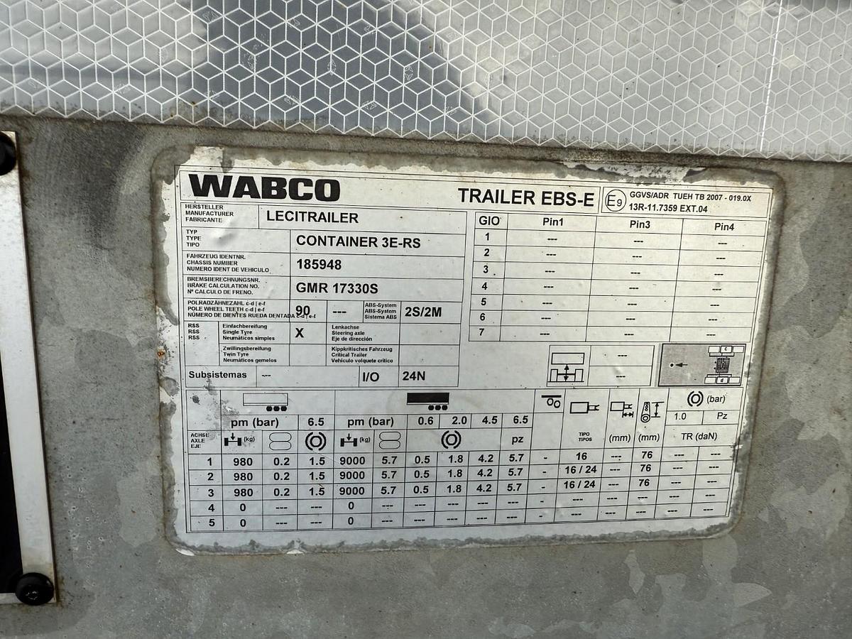 God 2019 LeciTrailer 3 akslet Tip Chassis med 9,4 m Hardox Kasse