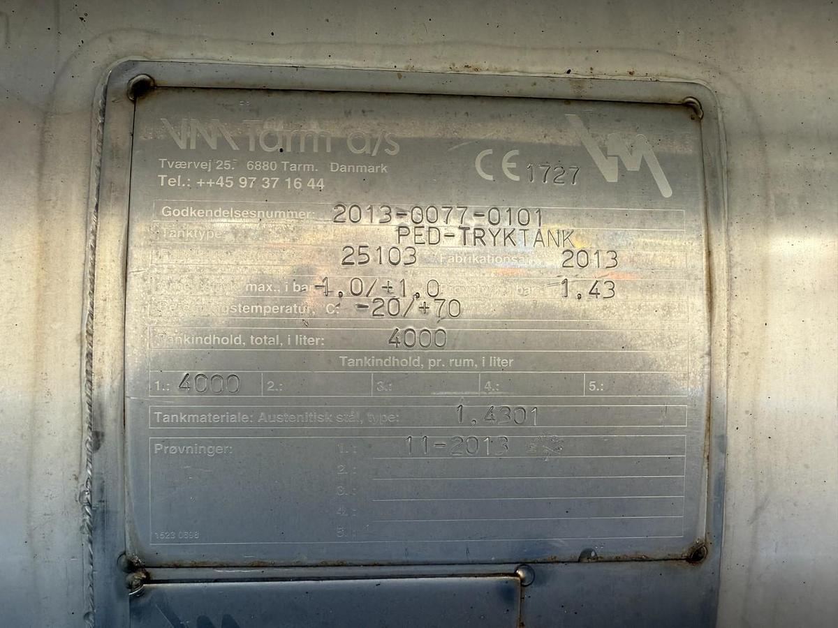 Meget god MAN TGM 14.250 4x2 VM-Tarm 4.000 l. Rustfri stål PED Kombi