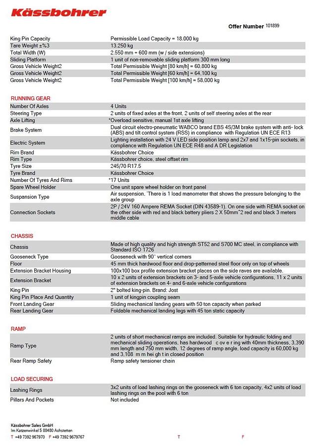 God Kässbohrer 4 akslet Udtrækkelig Maskintrailer