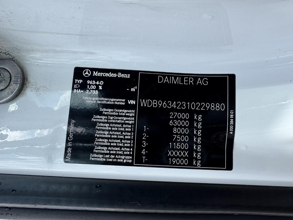 Meget god 2018 Mercedes Actros 2543 6x2/2 Euro 6