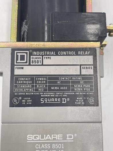 Used Square D XD0 40 form 9715 Ser A