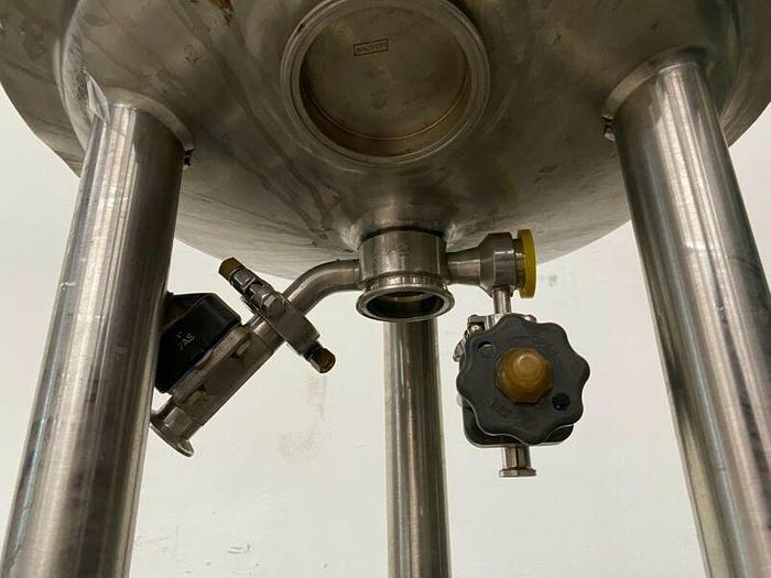 Used LEE 150 Liter Stainless Steel Jacketed 45 PSI Reactor w/ Sight Glass & Valves