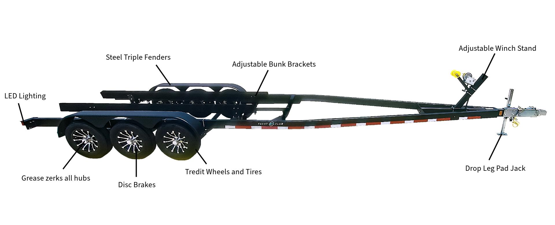 STEEL BUNK SERIES TRAILERSSingle & Tandem Axle Boat Trailers