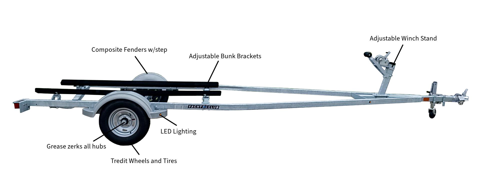 STEEL BUNK SERIES TRAILERSSingle & Tandem Axle Boat Trailers