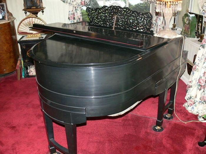 Used ANTIQUE EMERSON ELECTRIC PLAYER PIANO - BLACK SMALL GRAND W/ 38 QRS MUSIC ROLLS