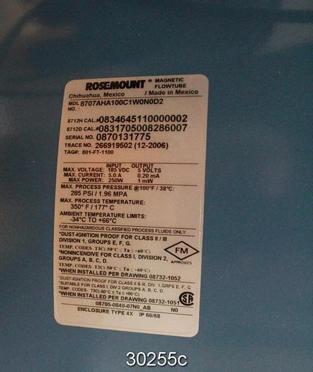 Unused Rosemount 8707AHA100C1W0N0D2 10" Magnetic Flow Tube #30255