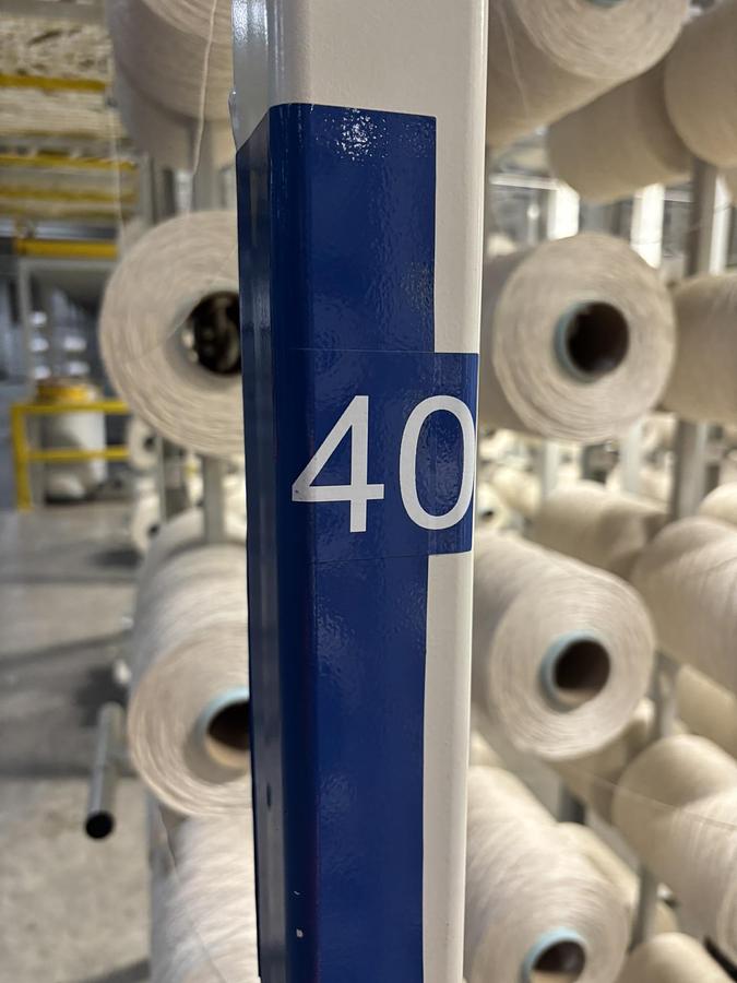 Used Matthys tufing creel with mobile creel carts