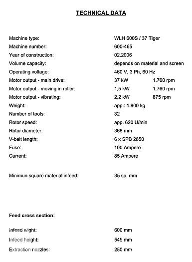 Used 2006 Weima Tiger 600 Grinder