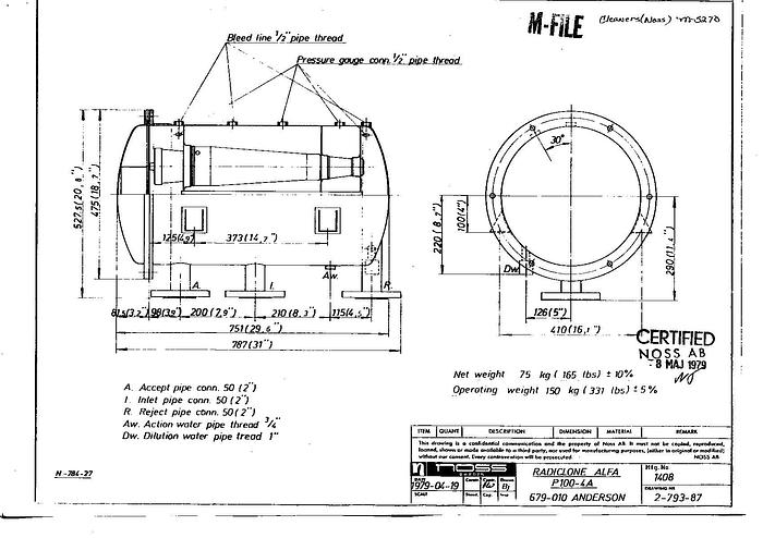Used Noss P100-4A Low Density Cleaner #17962