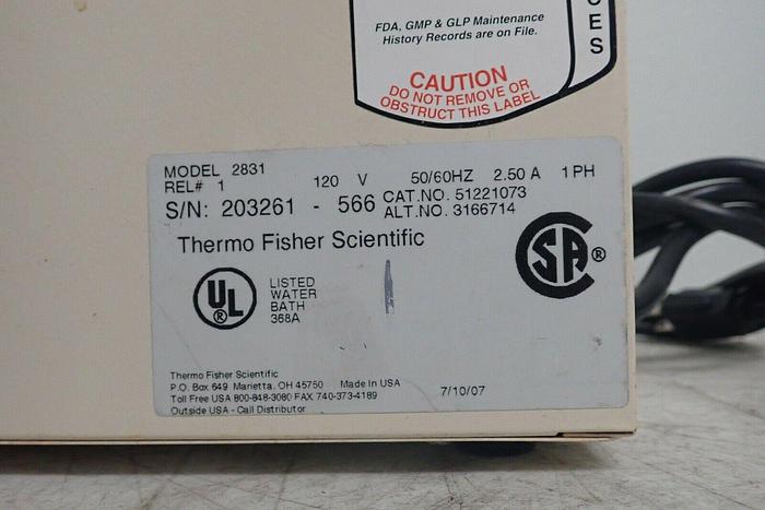 Used Thermo Fisher Scientific Model 2831 180 Series Water Bath with Lid