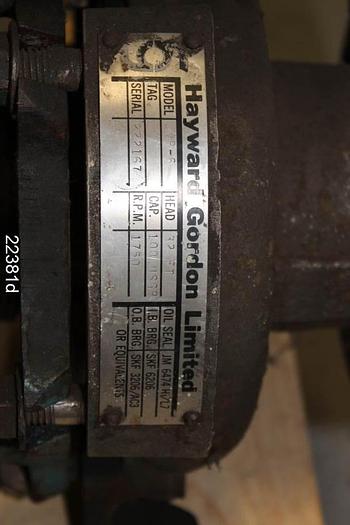 Used Hayward Gordon AB-6 Pump, 100 Gpm @ 32 Ft. Head, 1780 Rpm #22381
