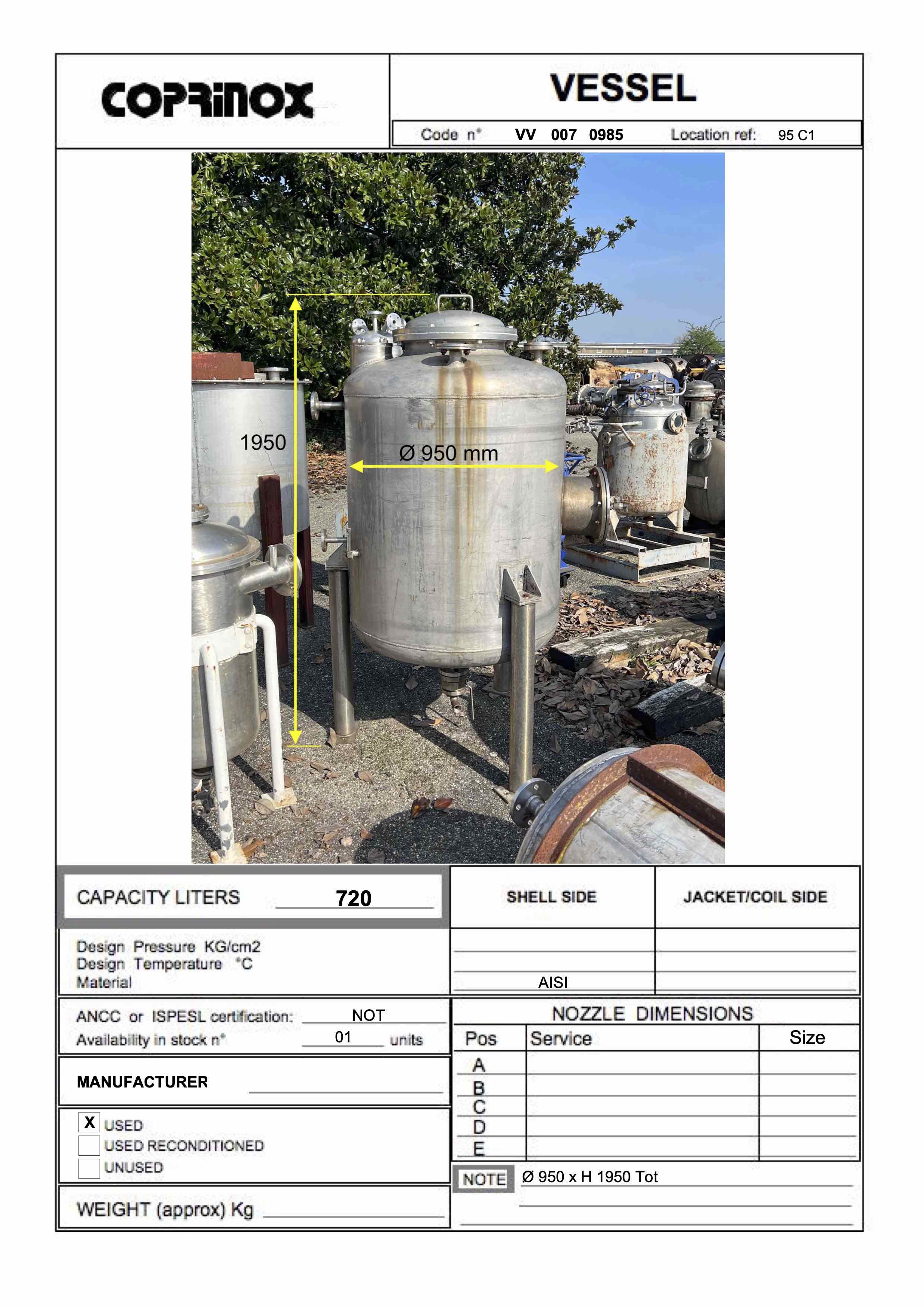 Usato Serbatoio verticale da 7200 Litri