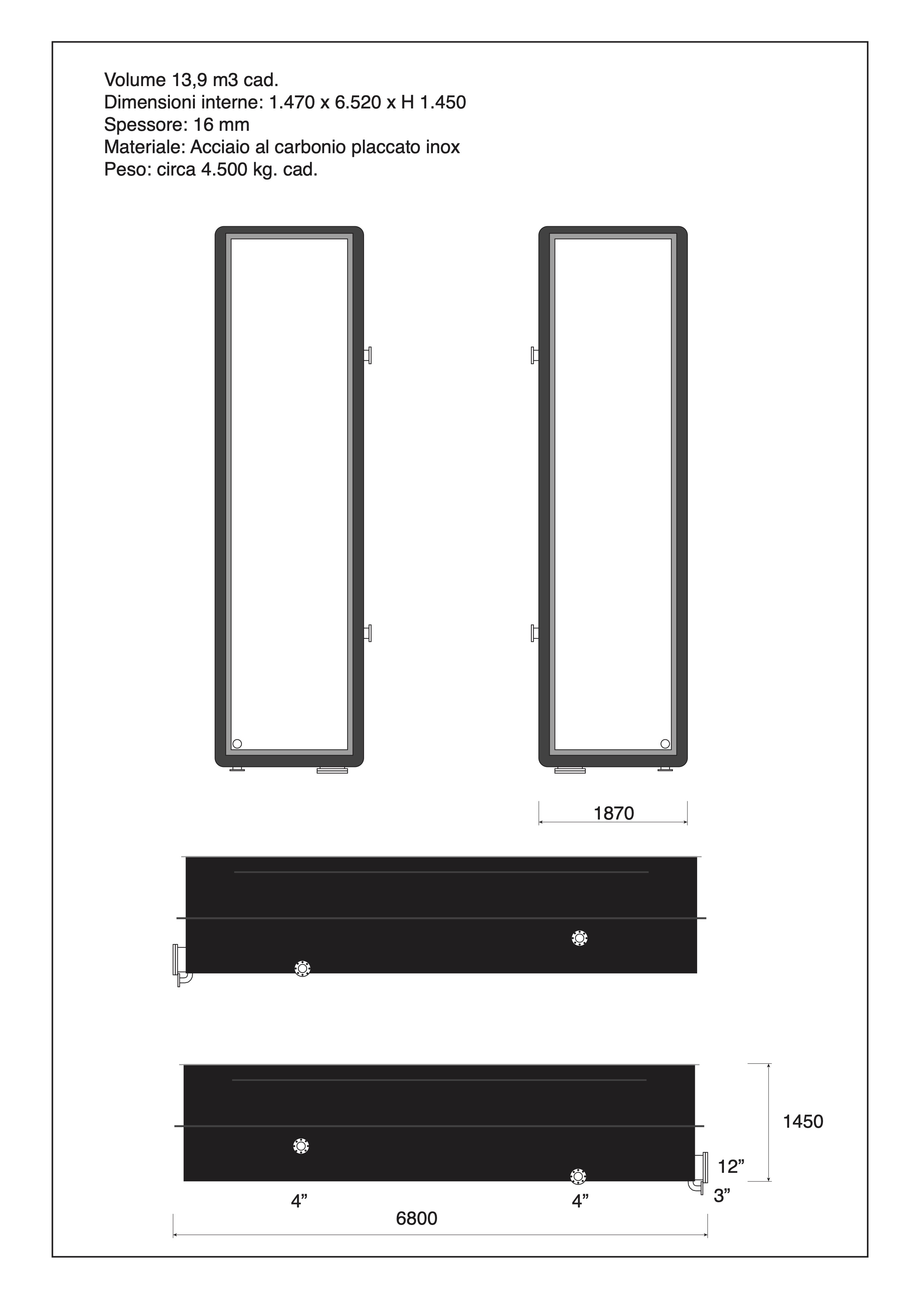 Usato Coppia di vasche da 13,9 m3 cadauna