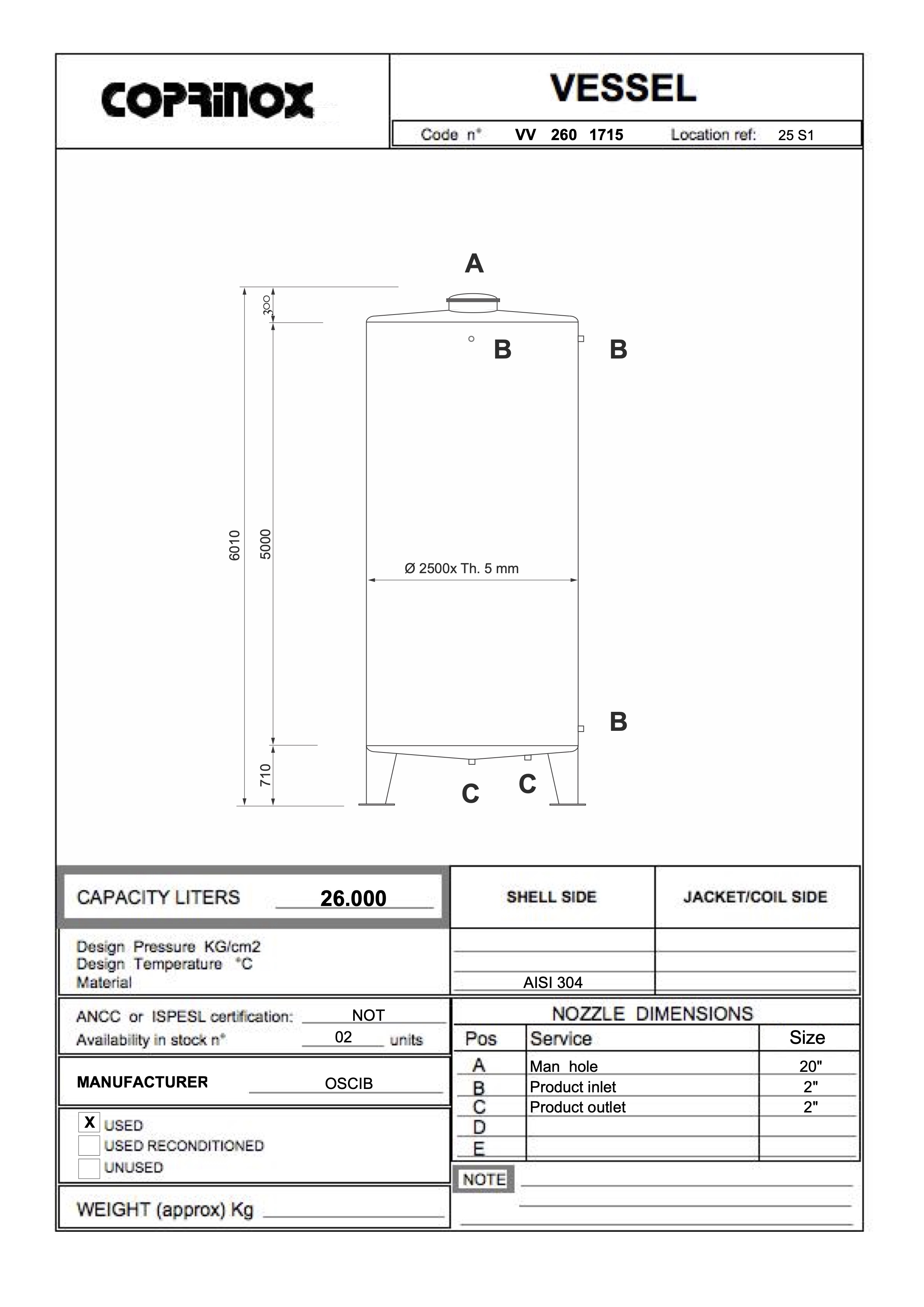 Usato Serbatoio verticale da 26 m3