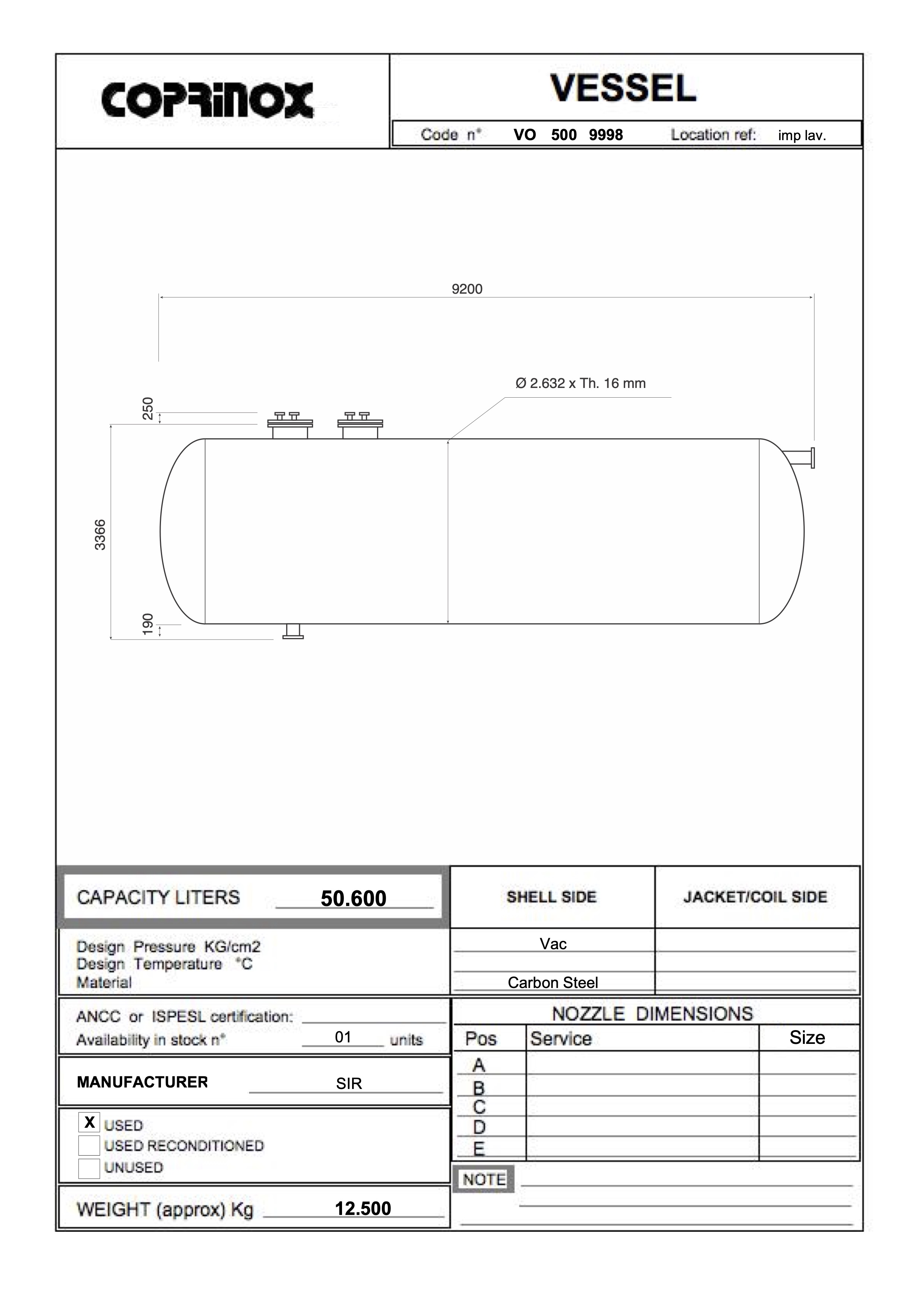 Usato Serbatoio verticale 50 m3 in acciaio al carbonio
