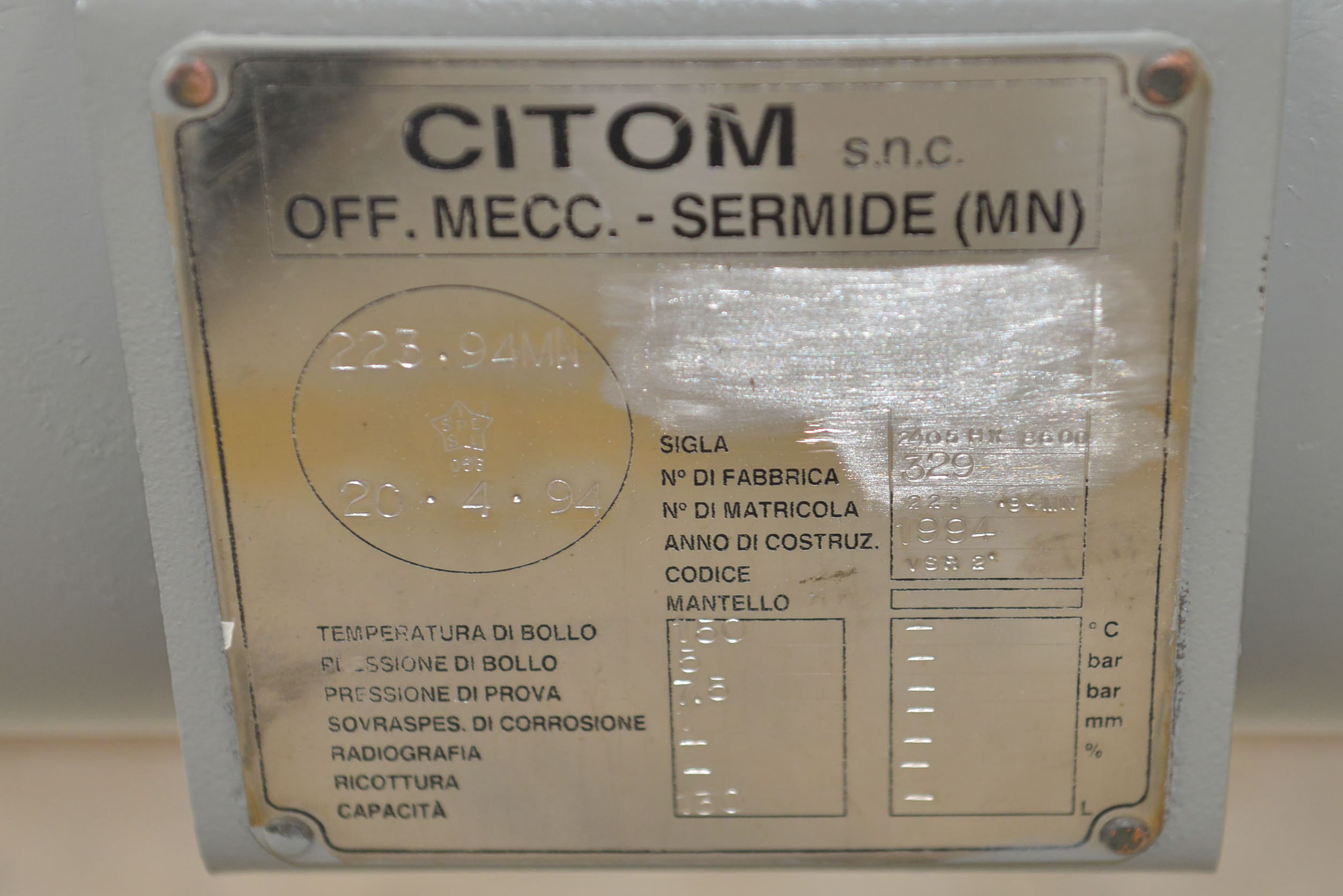 Ricondizionato Scambiatore di calore OLMI  1985  N.F 4863 da 4,4 metri quadrati