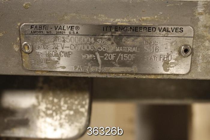 Used Fabri 6" Hand Operated Knife Gate Valve #36326