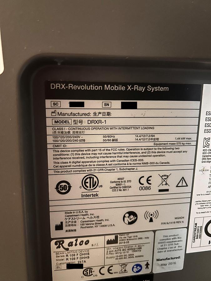 Used 2016 Carestream DRX-1