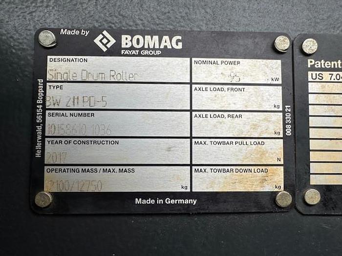 Used 2017 BOMAG BW211PD-5