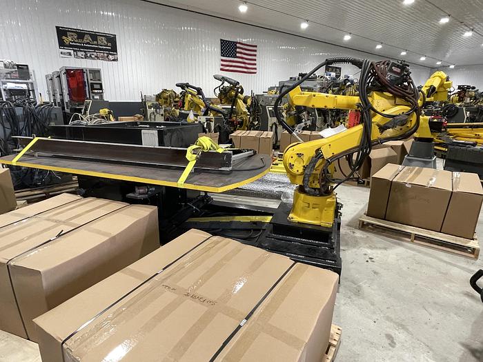 Used FANUC FANUC ARC MATE 120iB MIG WELDING CELL WITH LINCOLN 455M AND INDEX TABLE 5' X 8' RJ3iB CONTROL