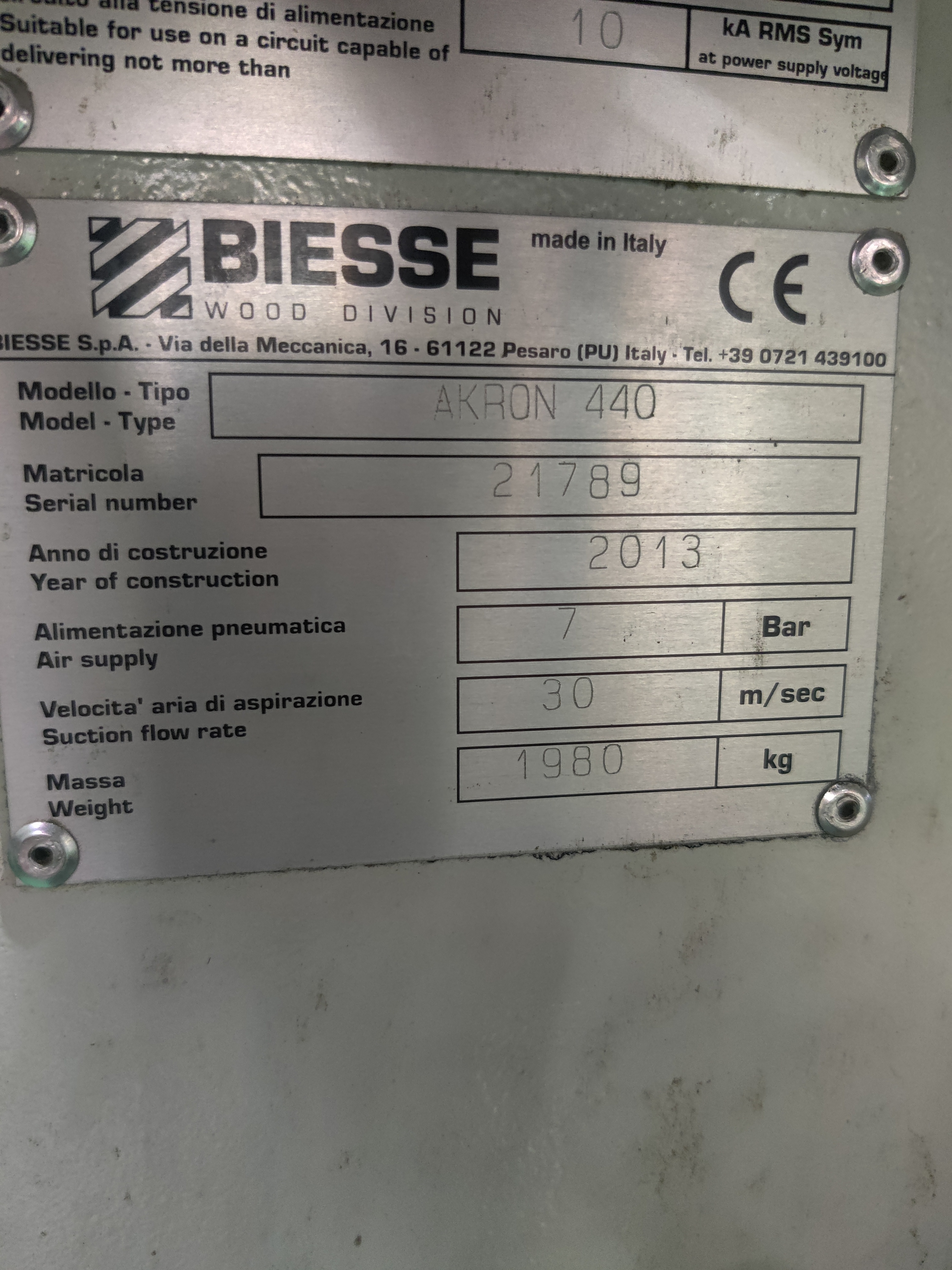 Used 2011 Biesse Akron 440 Edgebander