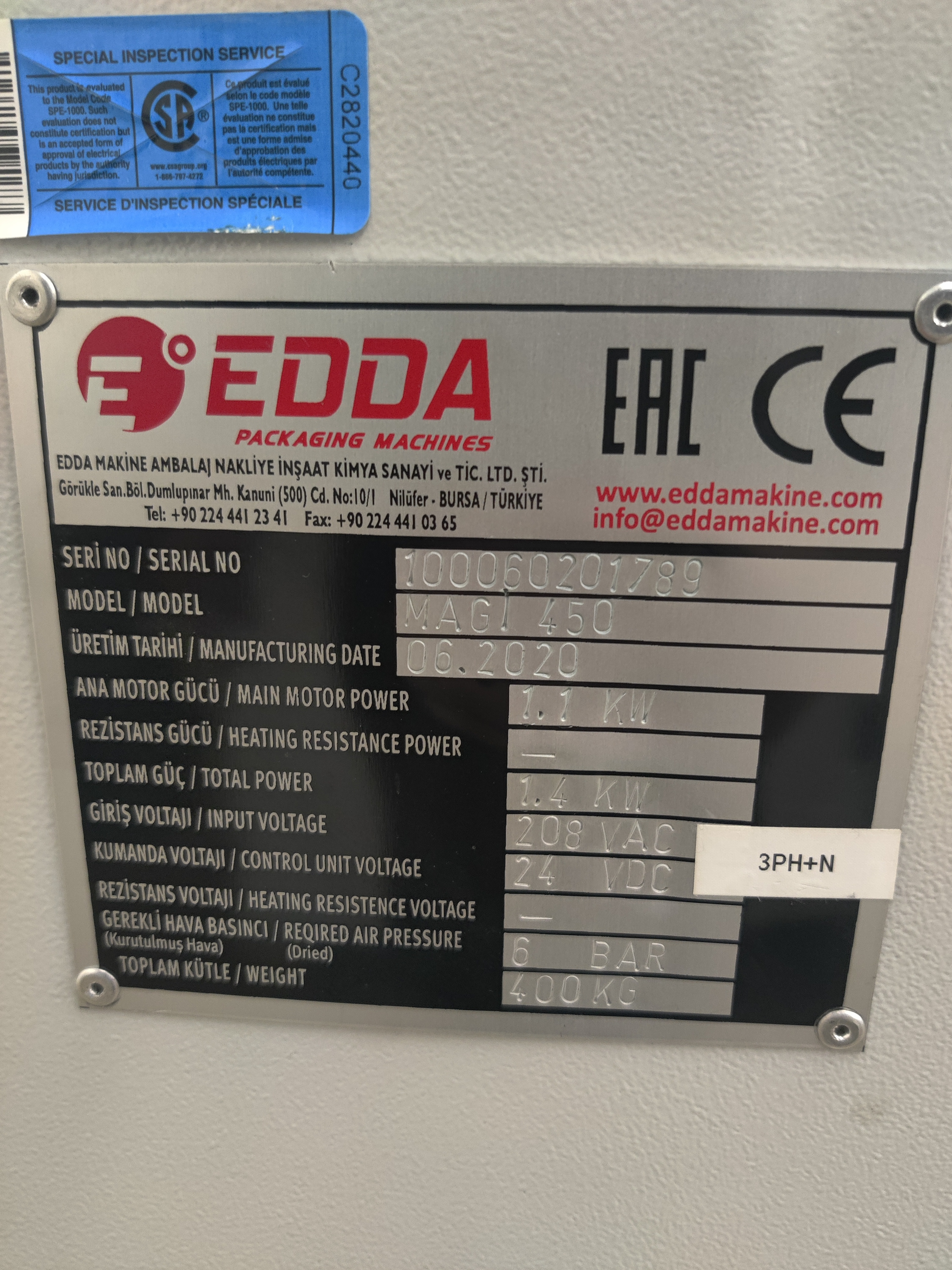 Used 2021 Edda  450 Semi-Auto Horizontal Wrapping Machine