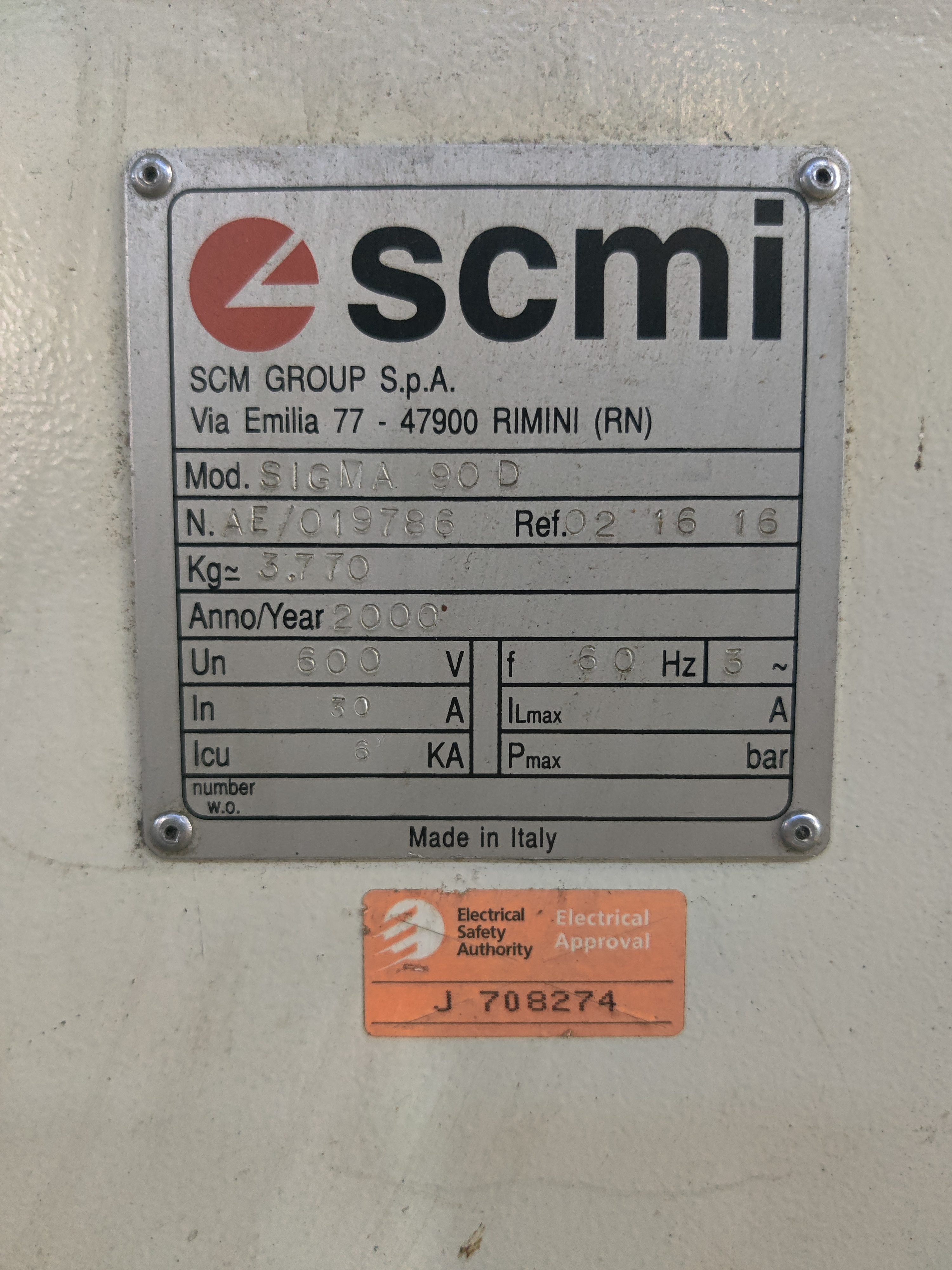 Used 2000 SCM Sigma 90 Beam Saw