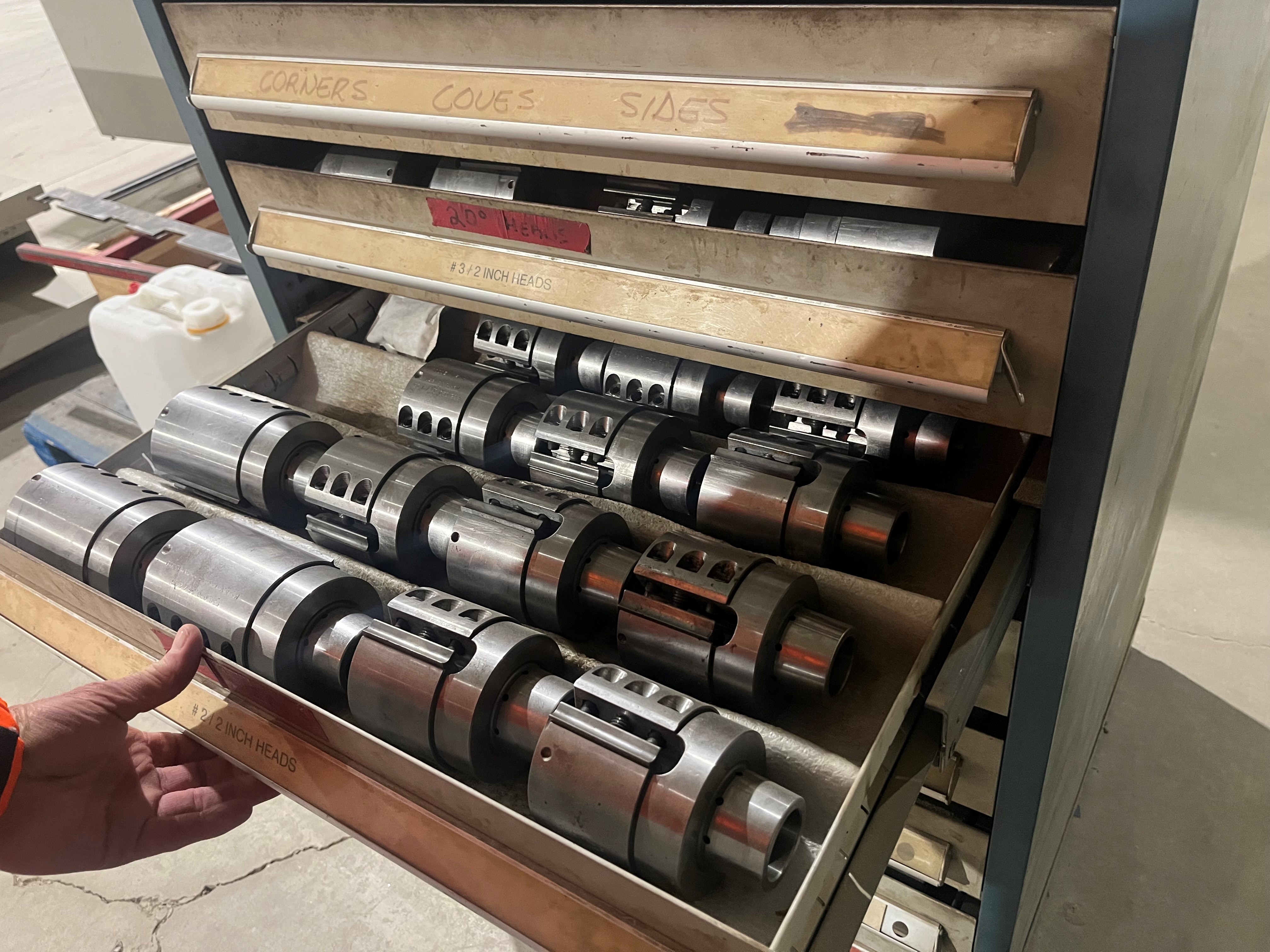 Used 2005 Weinig  Powermat 1000 6-Head Moulder With Assorment of Cutterheads