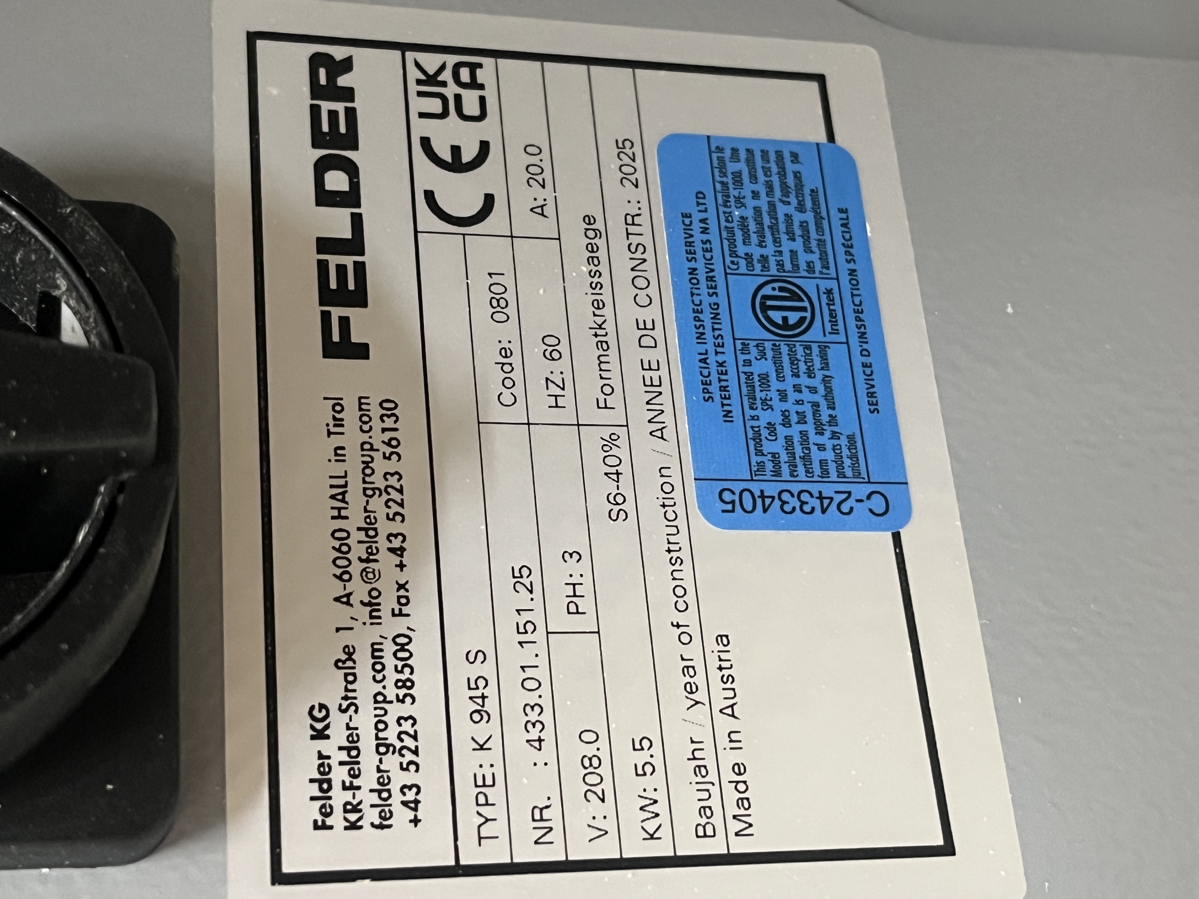 Used Like New 2025 Felder  K 945 S Sliding Table Saw