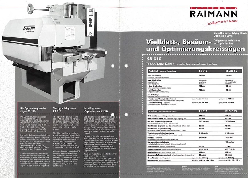 Used 2001 Raimann VarioRip KM 310 BV Gang Rip Saw