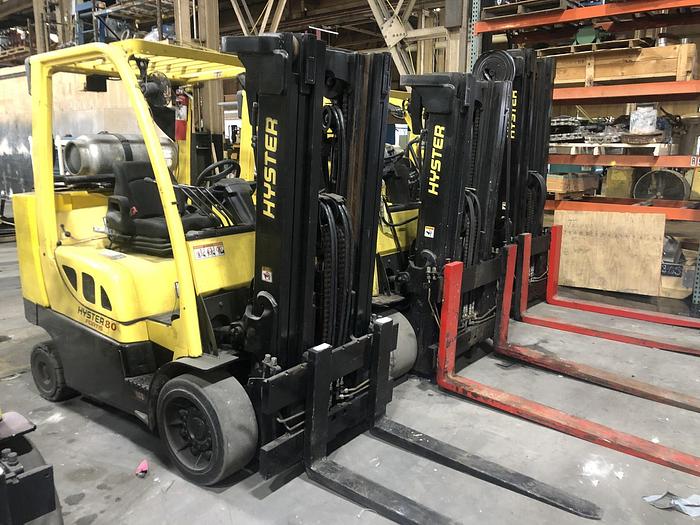 Used 8,000 POUND HYSTER MODEL S80FTBCS MFG. 2013 85" LOWERED MAST