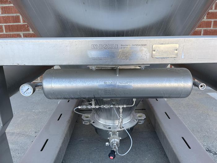 Used LB Bohle 1800 Liter Stainless Steel IBC Blending Tank Max Temp 100 C