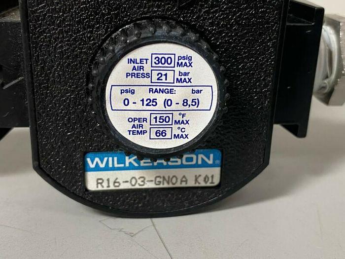 Used Wilkerson R16-03-GN0A Regulator w/ 2" Sanitary Fitting & Pressure Gauge