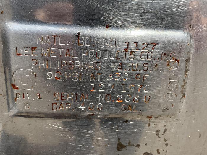 Used 400 Gallon Stainless Steel Jacketed Steam Mix Kettle