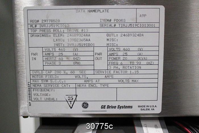 Used General Electric AC2000 Adjustable Speed Drive 3VRJJ519CI013 #30775
