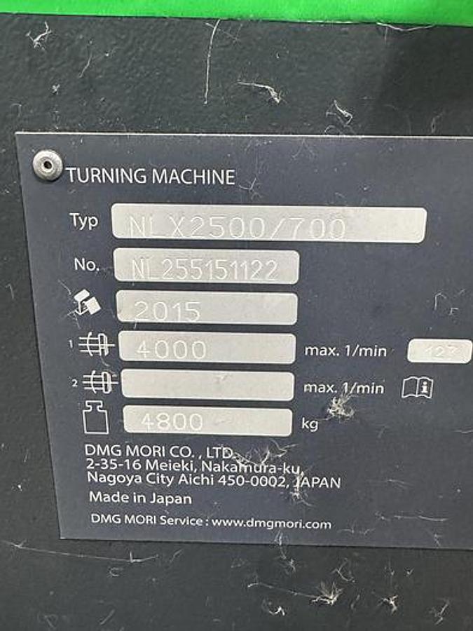 Used DMG MORI NLX 2500/700 2 AXIS CNC LATHE WITH CHIP BLASTER AND CONVEYOR