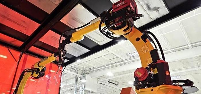 Used FANUC  ARC MATE 120iD/12L, DUAL ARM, NEVER USED, R30iB PLUS, LINCOLN R450 WELDING POWER SUPPLY