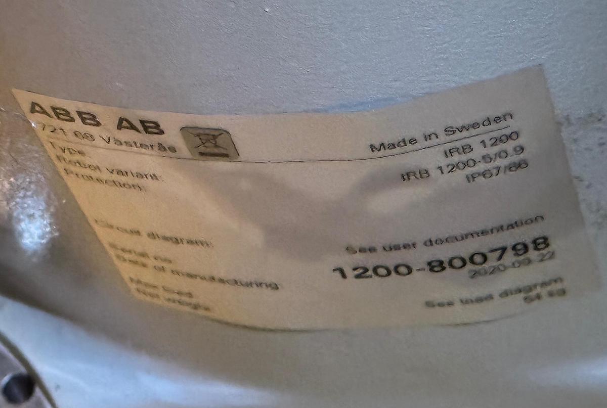 Used 2020 ABB IRB 1200-5/0.9 with IRC5 Compact Controller, Teach Pendant, and Cables