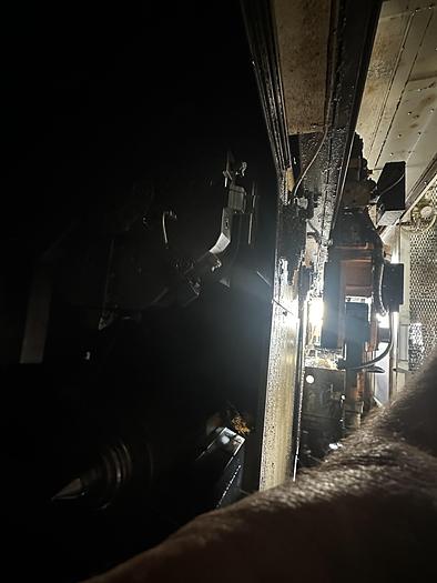 Used FUJI ANW 35 TWIN TURRET CNC LATHE, TAIL STOCK WITH ROBOT LOAD/UNLOAD AND STOCKER TABLES